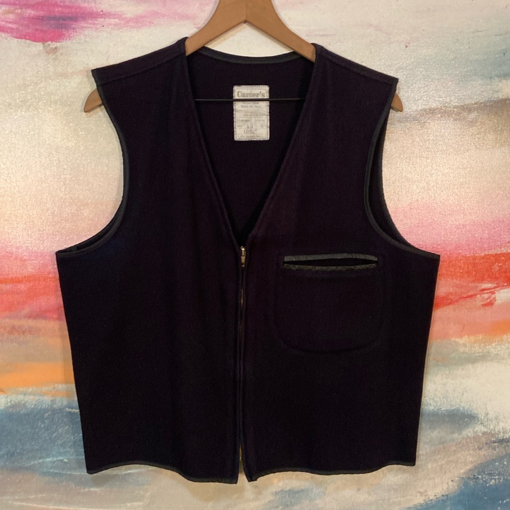 🔥VINTAGE🔥Carter’s Wool Blend Made In USA Zip Up Vest With Font Pocket.